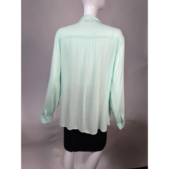 Old Navy Womens Mint Green Long Sleeve Button-Up Shirt Lightweight Rayon Size XL - Picture 11 of 16